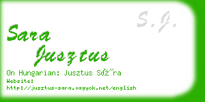 sara jusztus business card